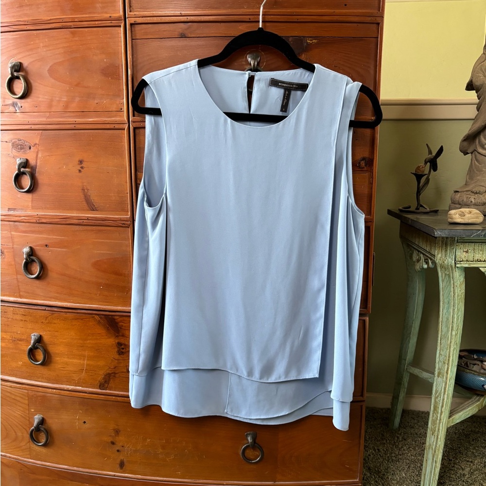 BCBGMaxAzria Light Blue Sleeveless Blouse